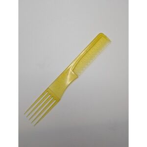 vtg glitter hair teasing comb 2 in 1 Pick Rat Tail Yellow Sparkly Fine Tooth 90s